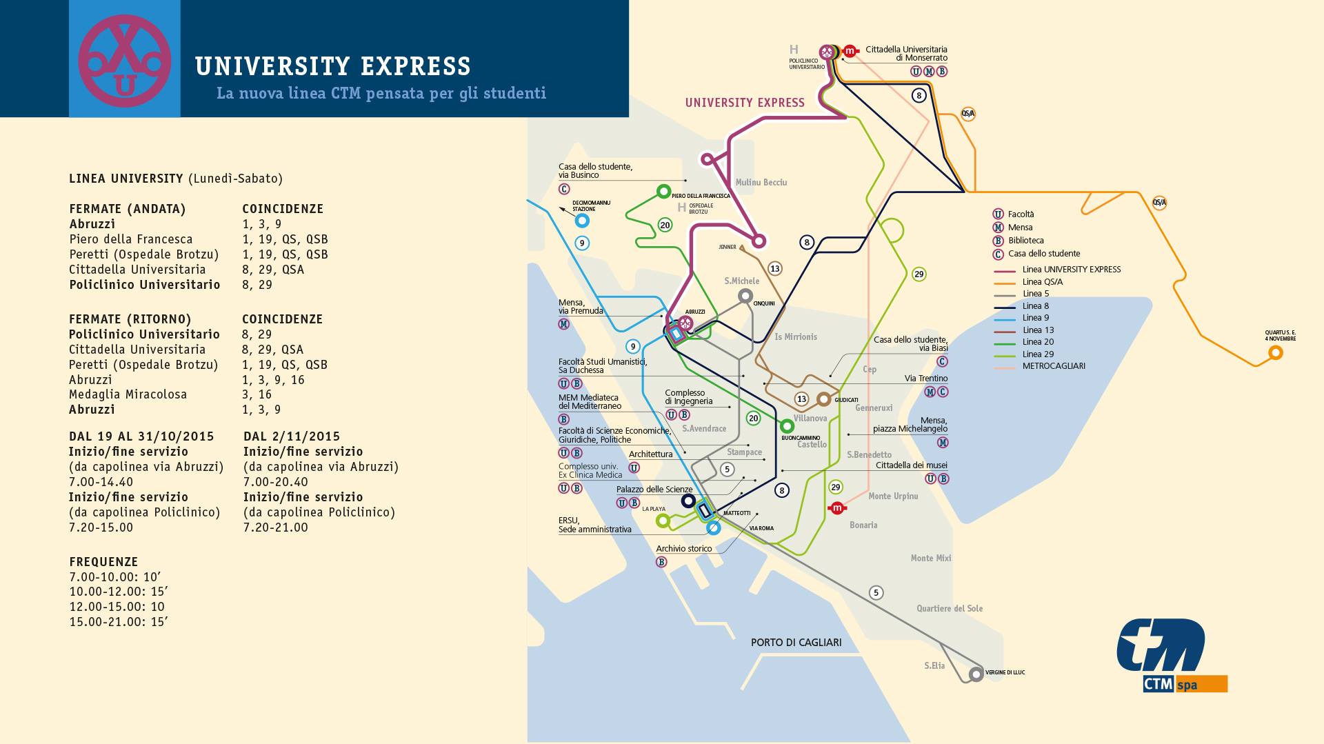 University Express la nuova linea del CTM che collega Cagliari alla