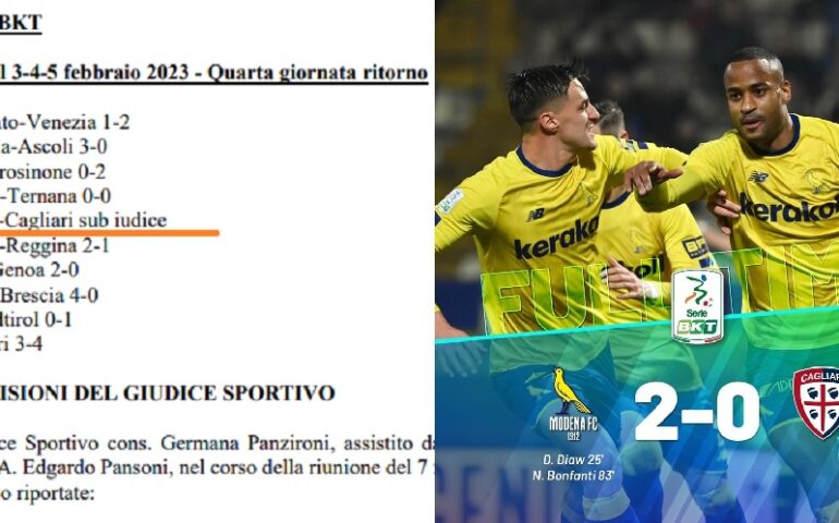 Serie B: non omologata Modena-Cagliari