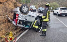 Ilbono, auto si ribalta sulla statale: ferita un’anziana arzanese