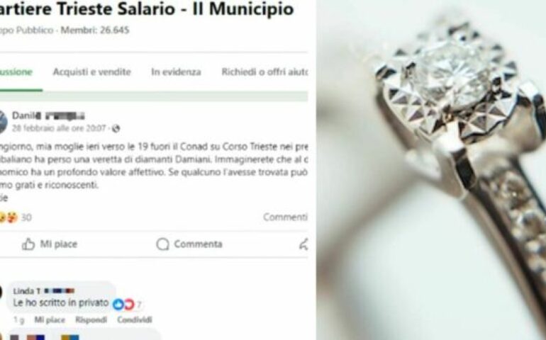 Roma, un gesto inaspettato: l’anello di diamanti perduto dalla moglie al supermercato ritorna grazie a un appello su Facebook
