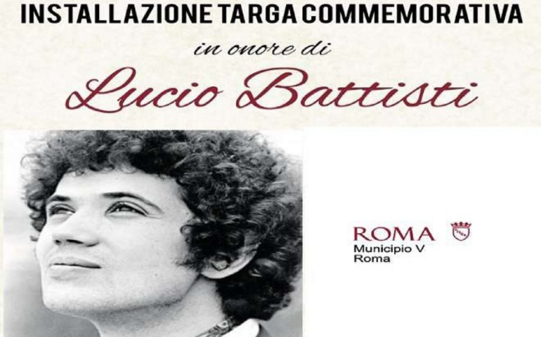 Municipio V. Una targa commemorativa in ricordo di Lucio Battisti al Pigneto